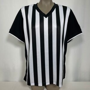 Foot Locker Referee Performance Black White Striped Jersey Shirt Women's XL